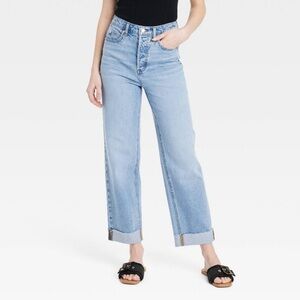 Highest-Rise Straight Ankle Cuffed Jeans